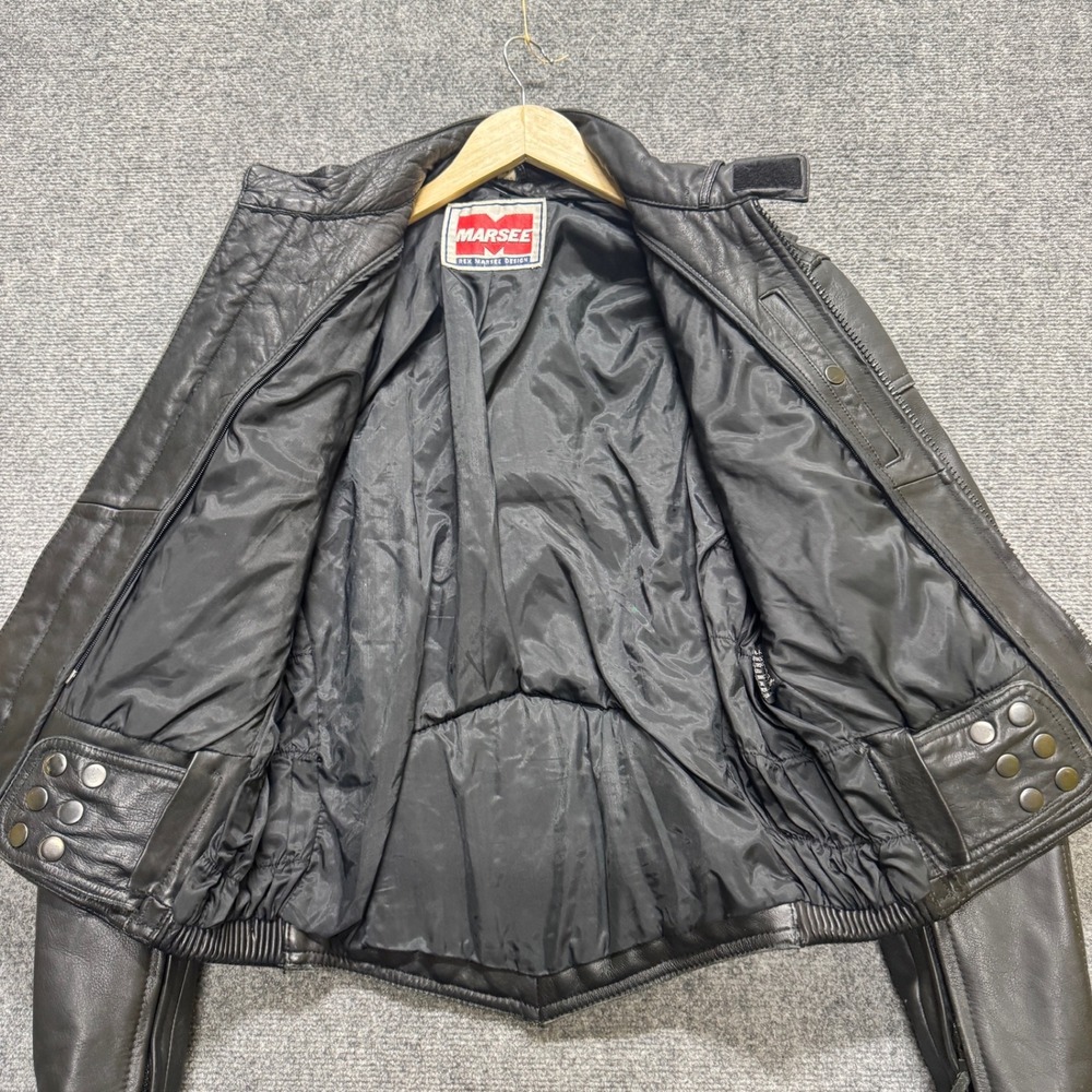 VTG Marsee Leather Jacket Men's Sz 38 Small Full Zip Motorcycle Grunge Black - Picture 2 of 16